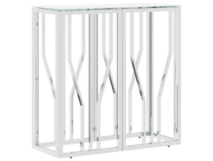 Table console - UMR - argenté 70x30x70 cm acier inoxydable et verre LL219255