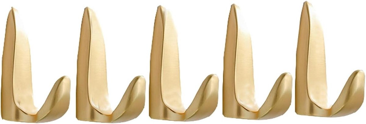 Set van 5 decoratieve wandkapstokken van zinklegering in goud voor in de hal, slaapkamer, keuken of badkamer