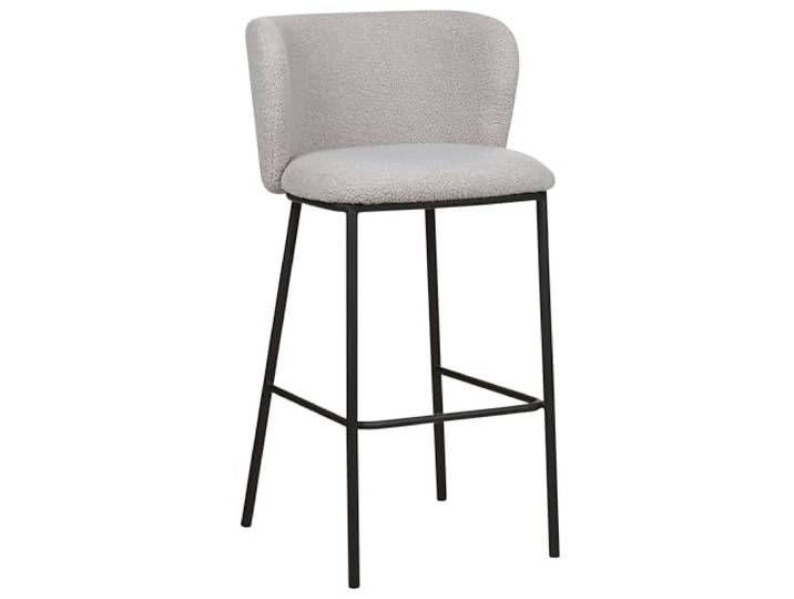 Beliani Barstuhl 2er Set Bouclé grau niedrige Lehne Metallgestell Fußstütze Retro Mina