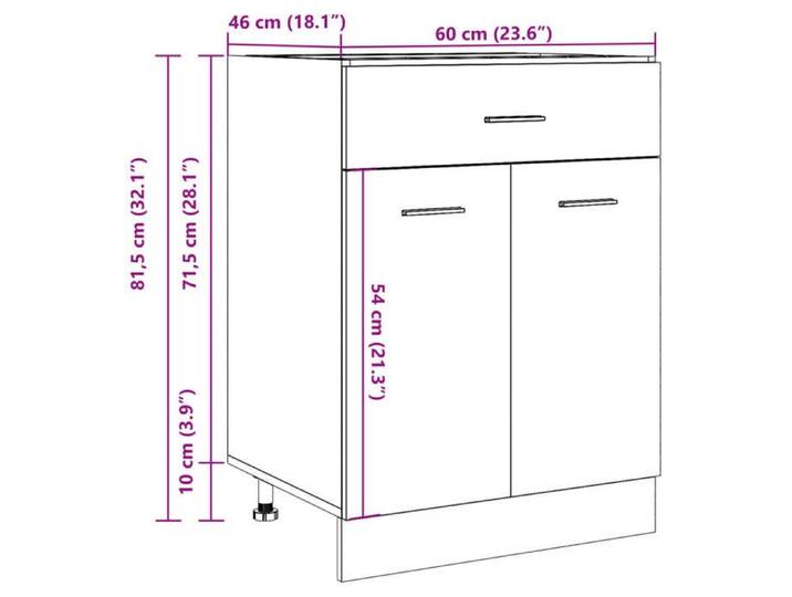 Remise 2026®Caisson de cuisine Brun - Armoire à tiroirs de cuisine - Armoire à vitrine -  Lyon  - avec rangement - Bois Ancien -
