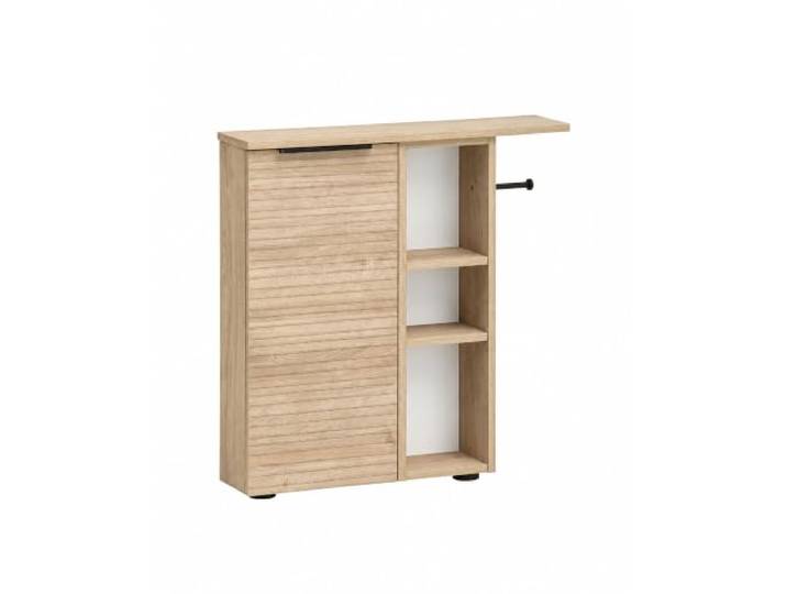 Schildmeyer 159669 Mads Armoire de Rangement avec Porte-Papier Toilette\, décor chêne Blanc/à Rayures