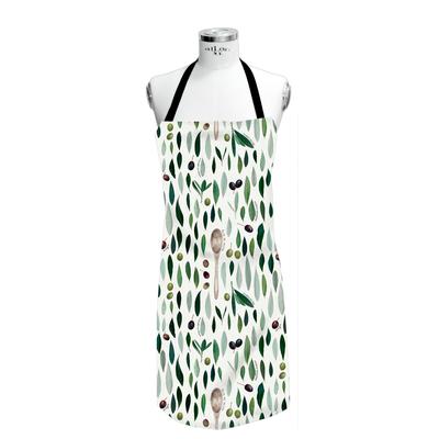 Kochschürze APELT "7007", bunt (grün, natur), B:80cm L:85cm, Web, Baumwolle, Polyester, Schürzen, Kochschürze, Olivendesign