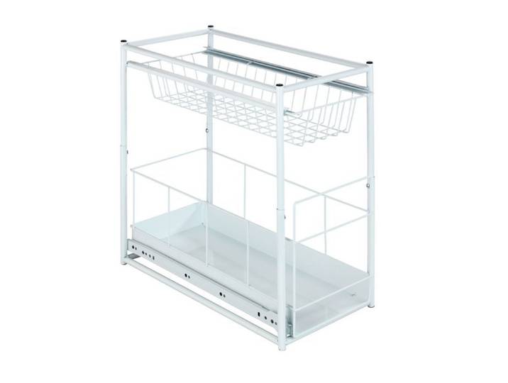 Wenko - Rangement de tiroir coulissant Cuisine - 2 niveaux - Blanc