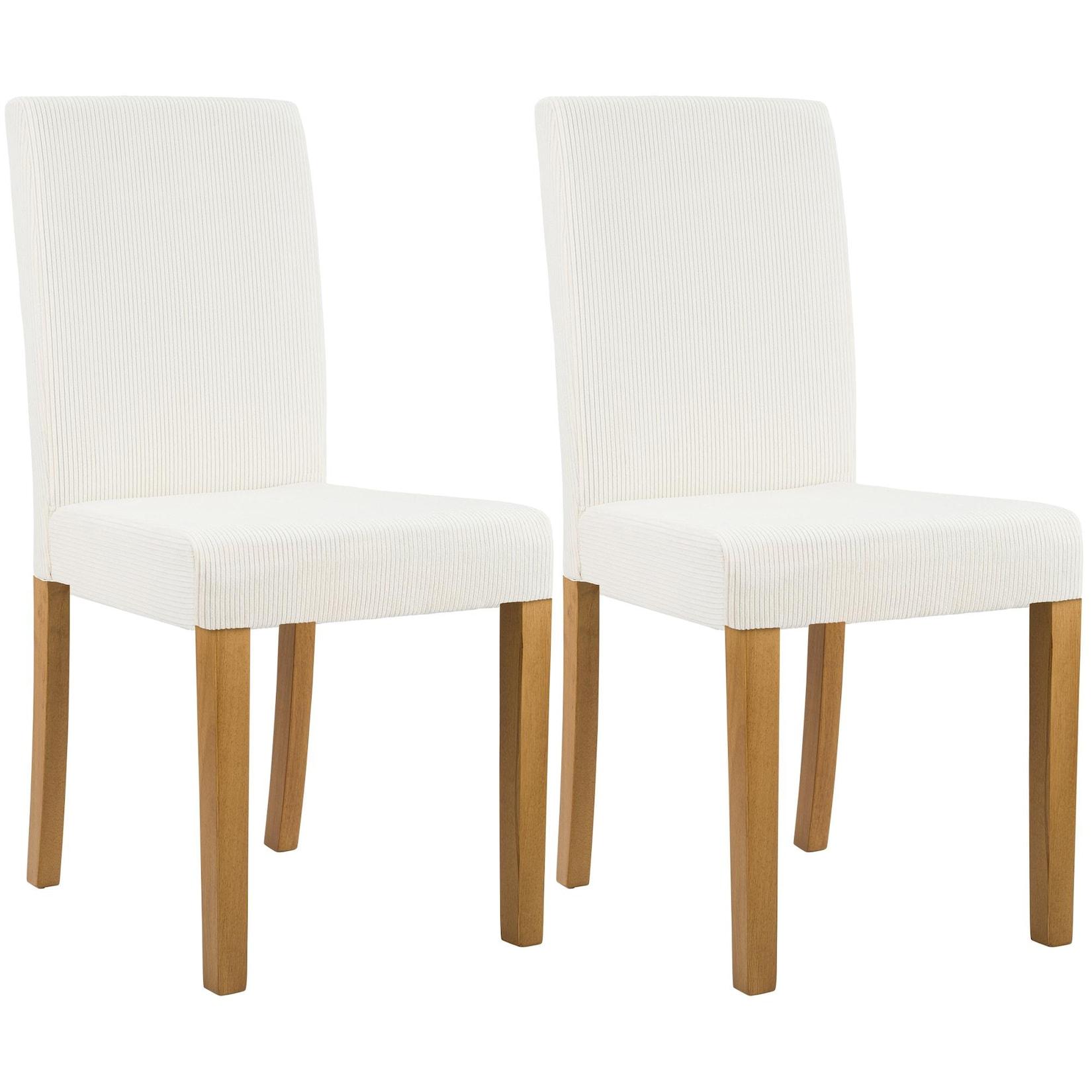 CLP 2er Set Esszimmerstuhl Ina Cord antik hell - Farbe: creme, Gestellfarbe: antik-hell