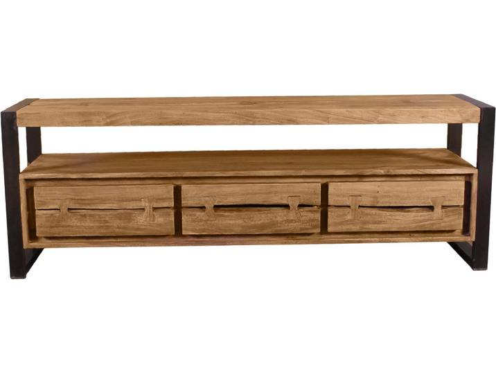 Lowboard SIT Grindelwald aus Akazie mit Baumkante & Metallgestell , beige (natur), B:160cm H:55cm T:40cm, Massivholz, Sideboards, Lowboard, Markante Baumkante verleiht jedem Möbelstück Unikat-Charakter, Topseller