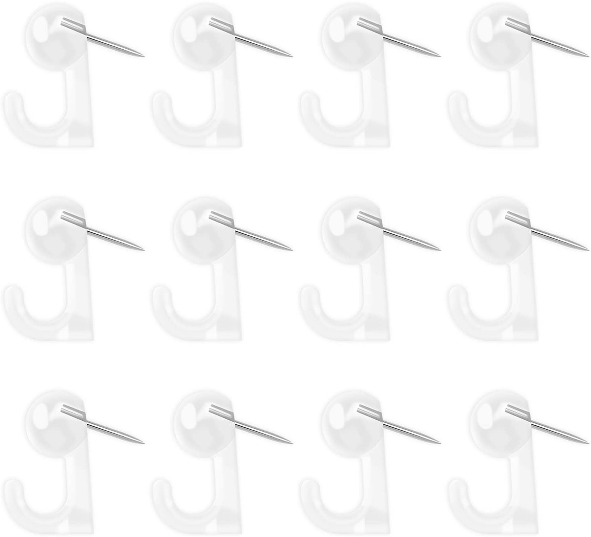 Dailygoods Push Pin Haken - 100 stuks - Transparant - Kunststof en Metaal