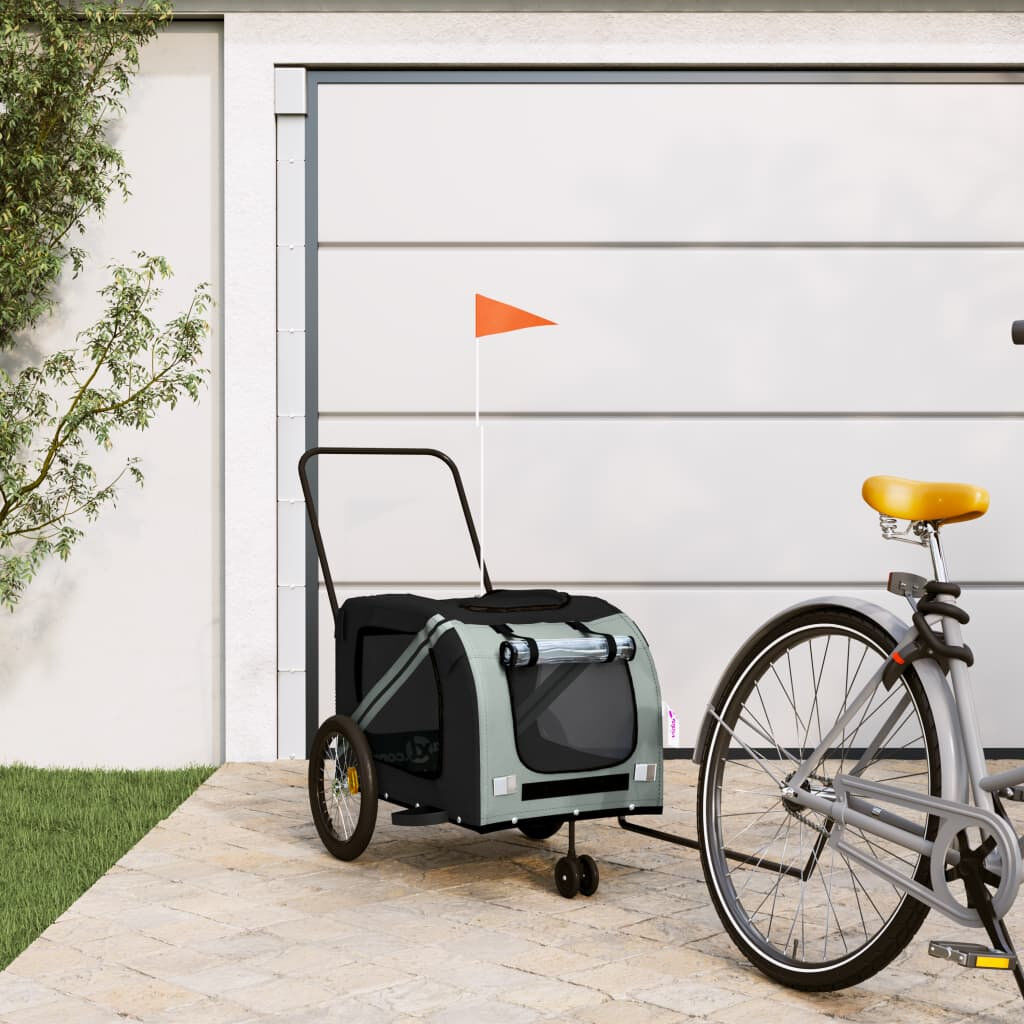 Archie & Oscar Pet Bike Trailer Oxford Fabric and Iron Grey 72cm H x 68cm W x 134cm D