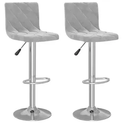 vidaXL Barhocker 2 Stk. Hellgrau Samt