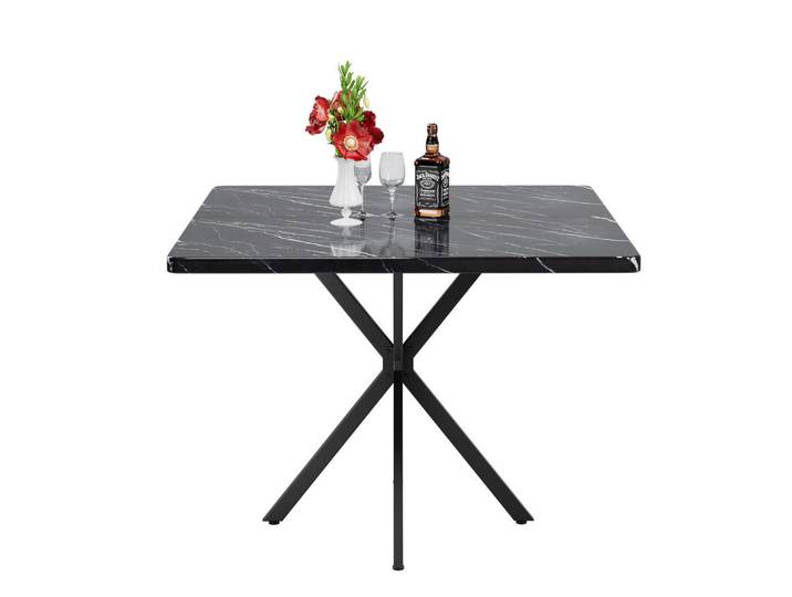 Oxeza Esstisch Schwarzer mit Metallbeinen, Holz, Mode, Rechteckig,Rechteckig, 98x76x98 cm, Esszimmer, Esstische