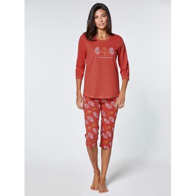 Schlafanzug WÄSCHEPUR, Damen, Gr. 40/42, orange (terra), 100% Baumwolle, Homewear-Sets Schlafanzug