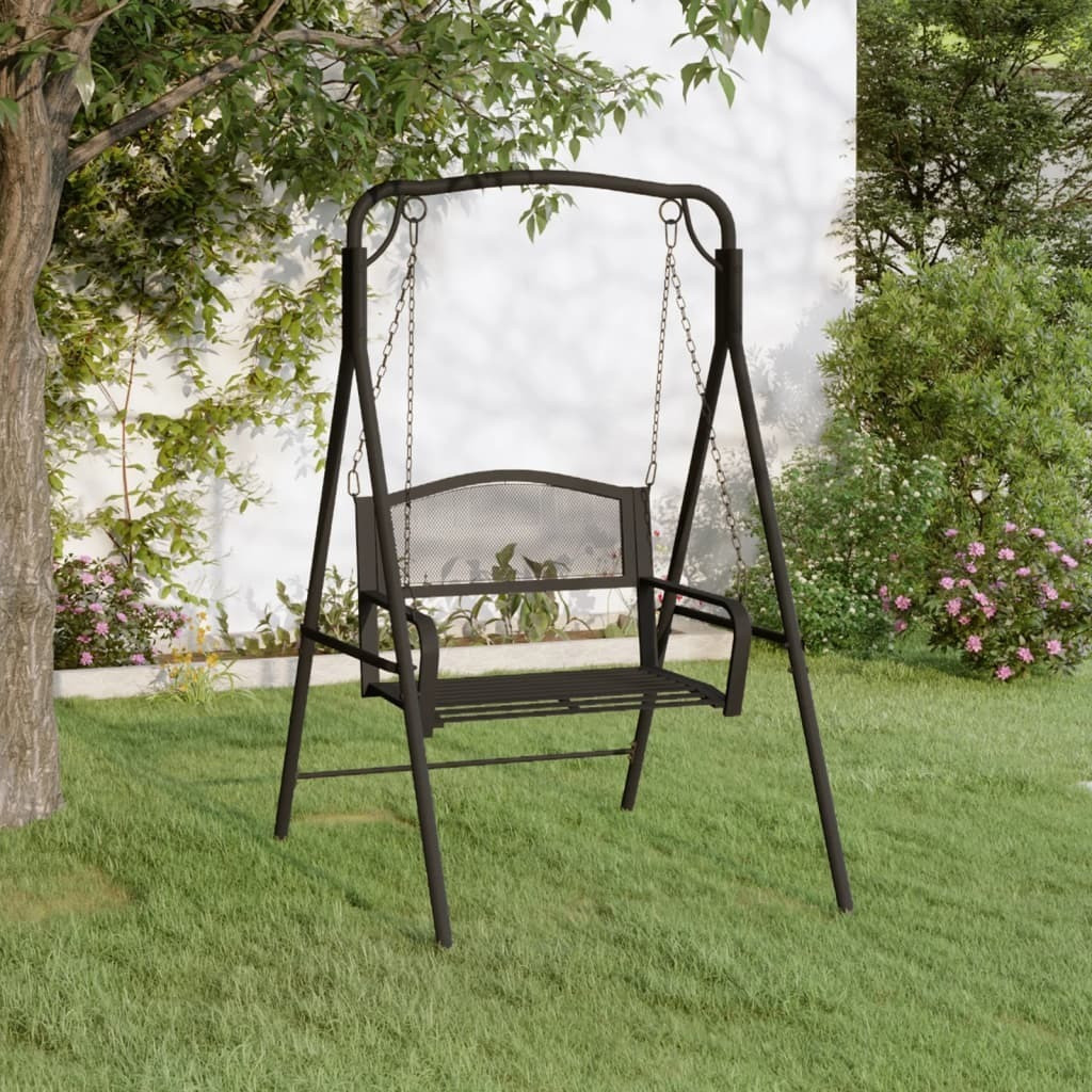 The Living Store Hollywood schommelstoel, zwart, staal, Hoogte: 124 cm
