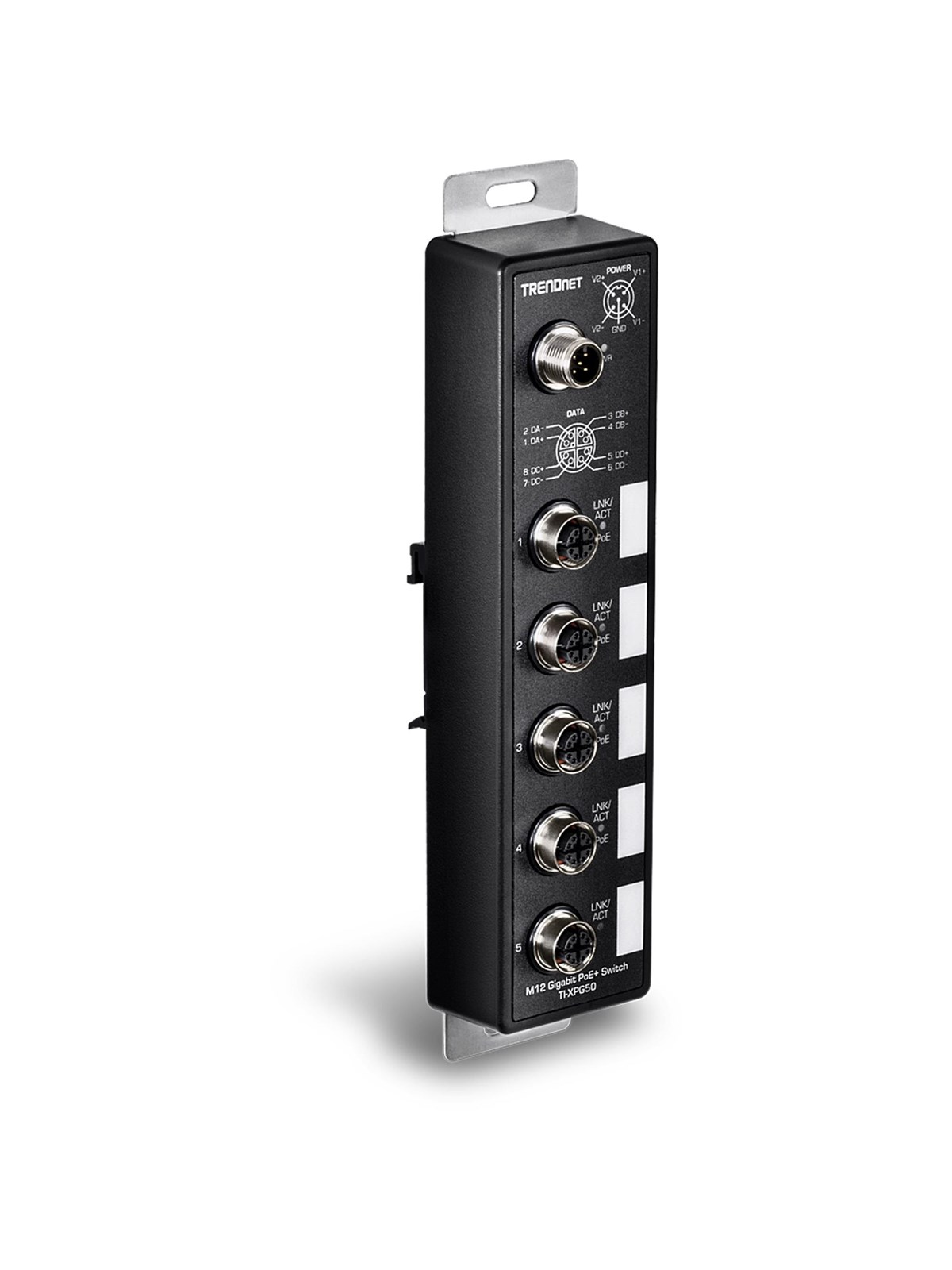 TRENDnet 5-Port Industrial EN50155 M12 Gigabit PoE+ Railway Switch