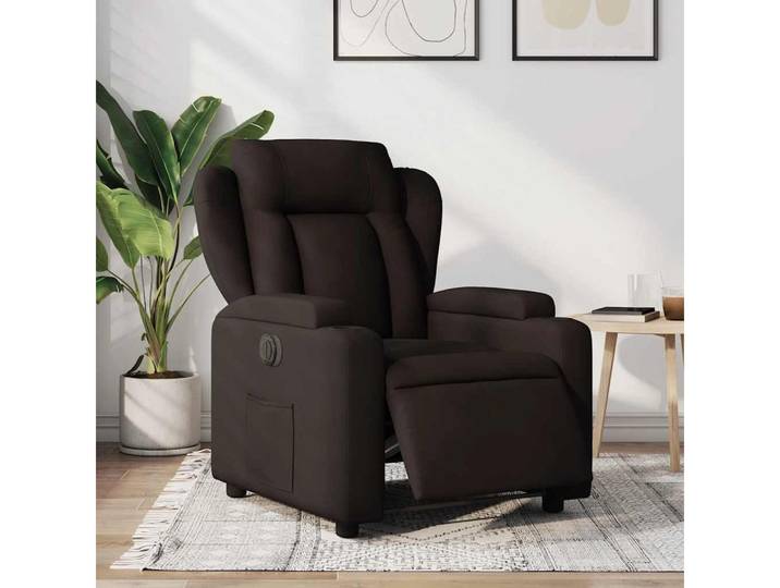furnicato Relaxsessel Elektrischer Dunkelbraun 77x94,5x100 cm mit, Sitzmöbel mit Liegefunktion, Getränkehaltern und einer Seitentasche