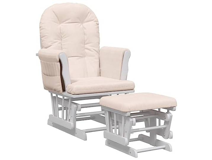 vidaXL Schaukelsessel mit Hocker Schaukelstuhl Relaxsessel Relaxstuhl Schwingsessel Sessel Stuhl Stillstuhl Wohnzimmer Gleitend Hellrosa Stoff