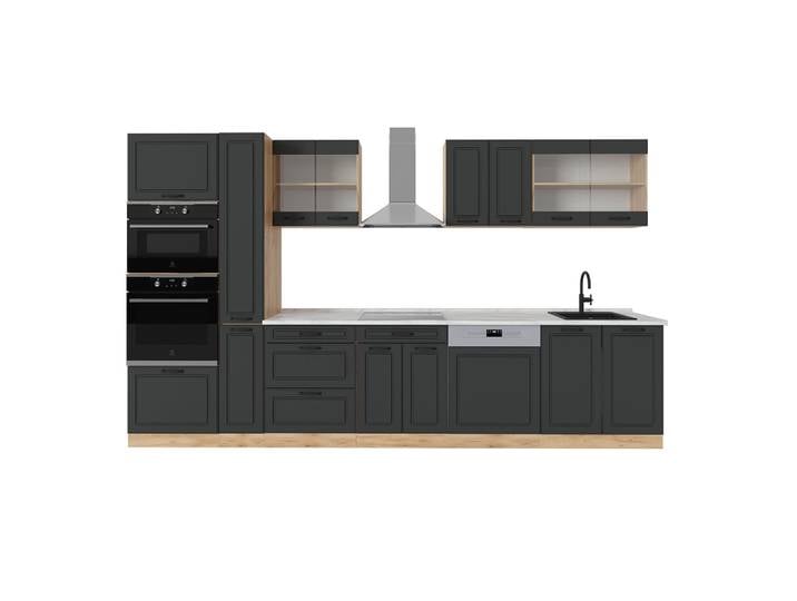 Cuisine complète pt marbre anthracite campagne 350x81,6cm