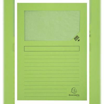 Exacompta 50253E 16x 25er Packung Fenstermappen mit Organisationsdruck aus Karton 120g Forever, für Format DIN A4 - grün