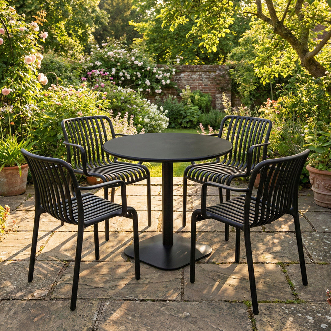 George Oliver Round 5 - Piece 4 - Person L Outdoor Table Set Black 4