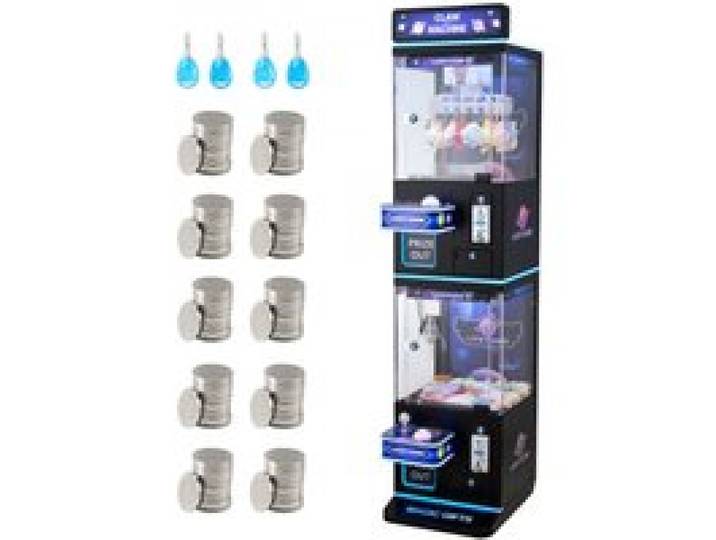 VEVOR Machine à Pince Attrape Peluche Fête Foraine Jeu Arcade Effets Lumineux Sonores Mode Griffe s'Adapte aux Peluches 40-80 mm Mode Clips Convient Objets 50 g pour Salles de Cinéma, Noir et Violet