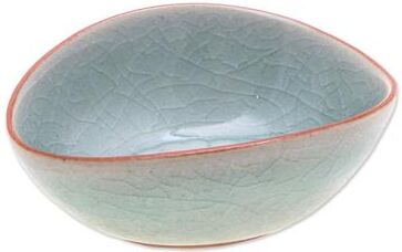 Novica Handmade Vintage Flora Small Celadon Ceramic Bowl