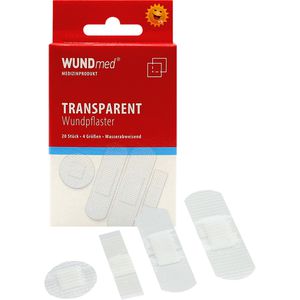 WUNDmed Pflaster Transparent, 20 Strips, wasserfest, atmungsaktiv, 4 Größen