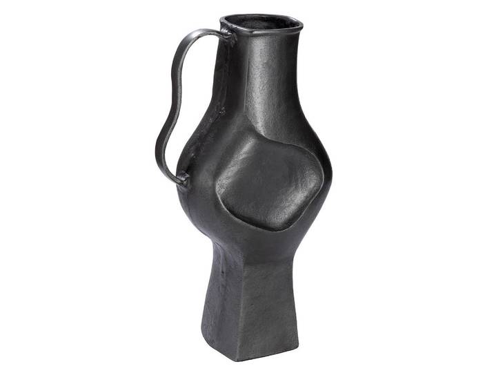 Dekovase Antigua, Grau, Metall, 24x43x15 cm, auch für frische Blumen geeignet, Dekoration, Vasen, Metallvasen