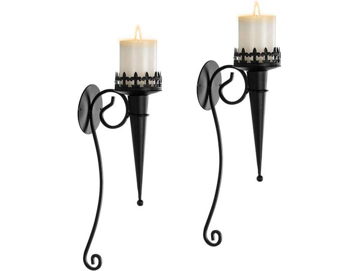 Kerzenhalter 2-teiliges Set 43 cm Schwarz, Metall, 9.2x43x9.2 cm, Dekoration, Kerzen & Kerzenhalter, Teelichthalter