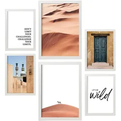 POSTER Set Mit 6 Marokko Wüste Wandbild A3 & A4 Weißer Rahmen