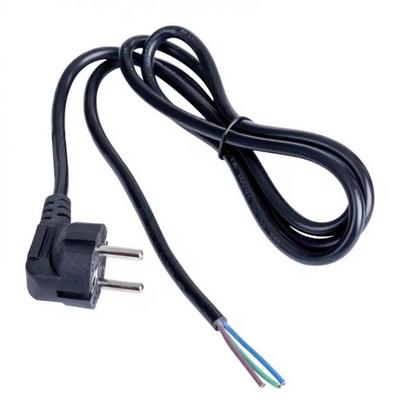 Akyga Strom Anschlusskabel [1x offene Kabelenden - 1x Schutzkontakt-Winkelstecker] 1.50 m Schwarz