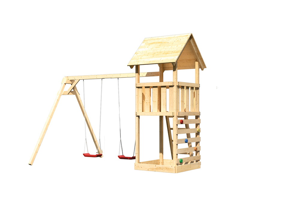 KARIBUHOLZT Akubi Lotti Satteldach natur DS+Kletterwand 16938136