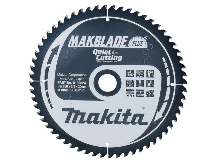 Makita MAKBLADE+ lame de scie 260x30x60Z MAKBLADE+ lame de scie 260x30x60Z