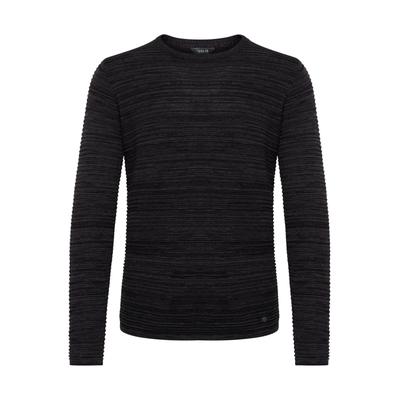 Rundhalspullover SOLID "Strickrundhalspullov SDStruan", Herren, Gr. M, grau (dar grau m), Obermaterial: 100% Baumwolle CO., Pullover Rundhalspullover