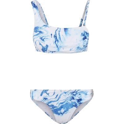Bügel-Bikini URBAN CLASSICS "Urban Classics Damen Ladies Asymmetric Tank Top Bikini", Damen, Gr. XL, N-Gr, blau (ocean weiß), 85% Polyester, 15% Elasthan, Bikini-Sets Bügel-Bikini