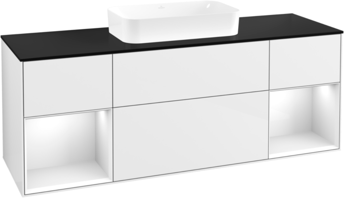 Villeroy und Boch Finion Waschtischunterschrank F742GFGF 160x60,3x50,1cm, Regale Glossy white lacquer, Glossy white lacquer