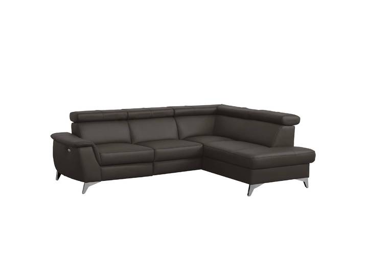 Ecksofa Lobos Braun/Dunkelbraun Korpus: Kunstleder Sitzfläche: Echtleder 256 x 81 x 200cm Ottomane davorstehend rechts Keine Funktion Modern