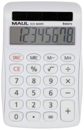 Maul ECO MJ 455 Tischrechner Weiß Display (Stellen): 8solarbetrieben (B x H x T) 71 x 112 x 20mm