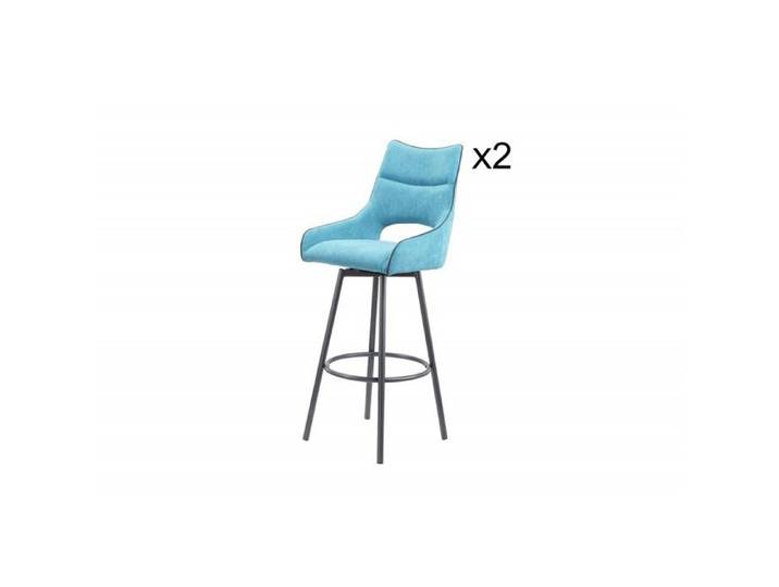 Lot de 2 chaises hautes de bar tissu bleu - ROY Meubletmoi