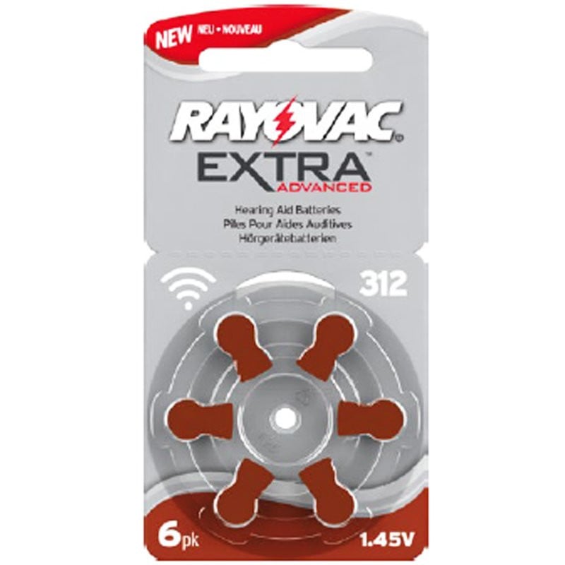 Rayovac H312MF hoortoestelbatterij Extra Advanced, type 312 PR41, 180mAh, 6 stuks