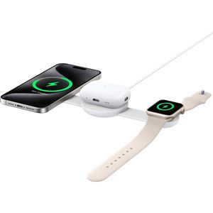Anker Ladestation MagGo 3in1 faltbar, weiß, für Apple iPhone, Watch & Airpods, Induktion, 15W