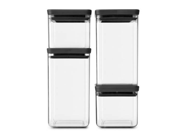 Brabantia TASTY+ vierkante opbergpot set Donkergrijs