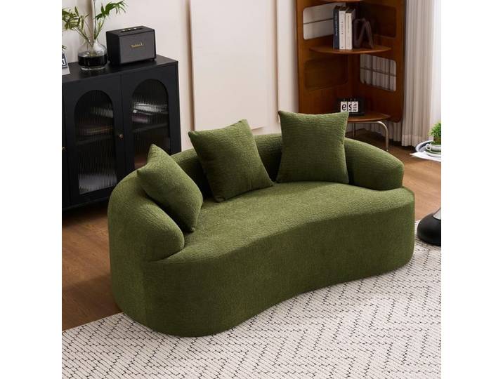 Canapé droit 2 places canapé compressé canapé modulable avec 3 coussins design moderne – vert