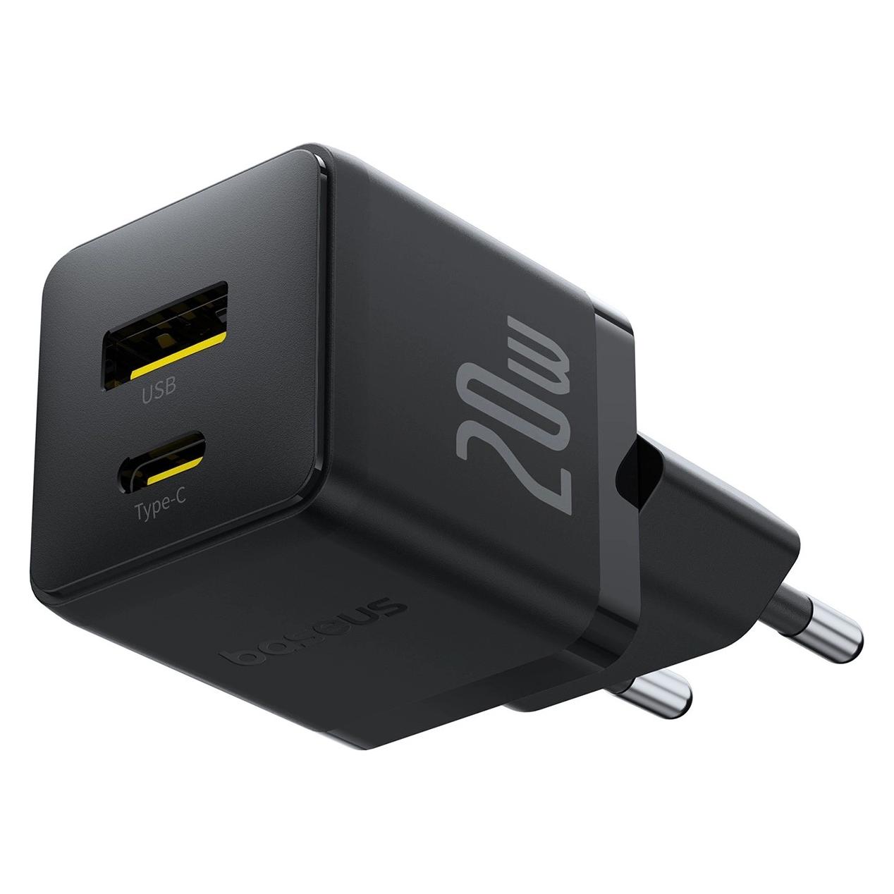 Baseus Palm USB und USB-C Ladegerät 20W EU Schwarz (20 W, 2 Ports) (P10111608113-00)