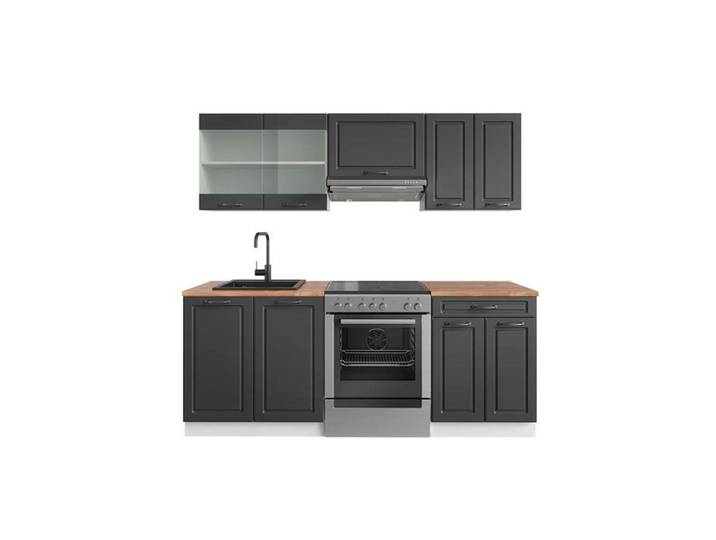 Cuisine R-Line 200cm PT Chêne Anthracite campagne/Blanc Vicco 42678