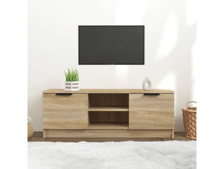 furnicato TV-Schrank Sonoma-Eiche 102 x 35 x 36,5 cm aus Holzwerkstoff (1-St) Lowboard mit zwei geschlossenen und zwei offenen Fächern im Wohnraum