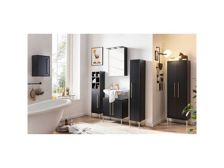 Highboard Sarah II 30 x 131 x 22cm Schwarz/Schwarz