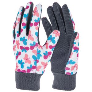 Kerbl Arbeitshandschuhe Kinderhandschuhe Joy Schmetterling, mit PVC-Noppen, weiß-grau, 8-11 Jahre