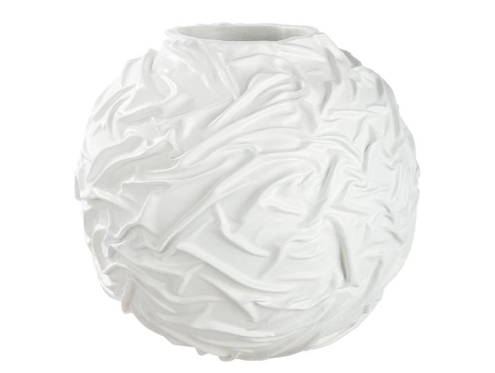 Bodenvase GILDE Bodenvase organisch Drapes weiß , weiß, B:49,5cm H:47,5cm T:49,5cm, Kunstharz, Vasen, Bodenvase