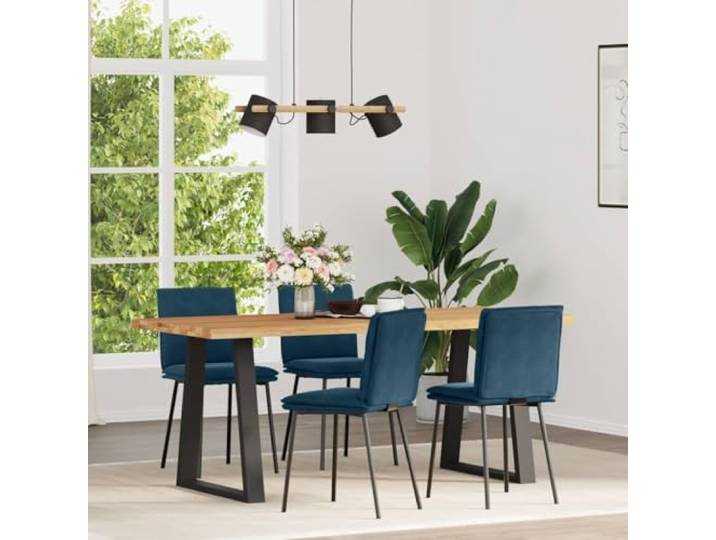 KGHFDVB Esszimmerstuehle 4 Stueck Blau Samt mit Metall Holz Gestell Samtbezug, weiche Oberfläche, Metall-Holz-Gestell, dicker Schaumstoff, Esszimmer, Wohnzimmer