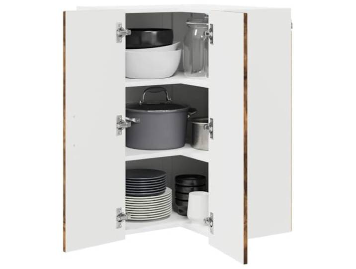KTHLBRH Eckschrank zur Wandmontage, Eiche Rauchgrau, 57 x 57 x 80 cm Technisches Holz, modernes Design, robuste Struktur, spülmaschinengeeignet