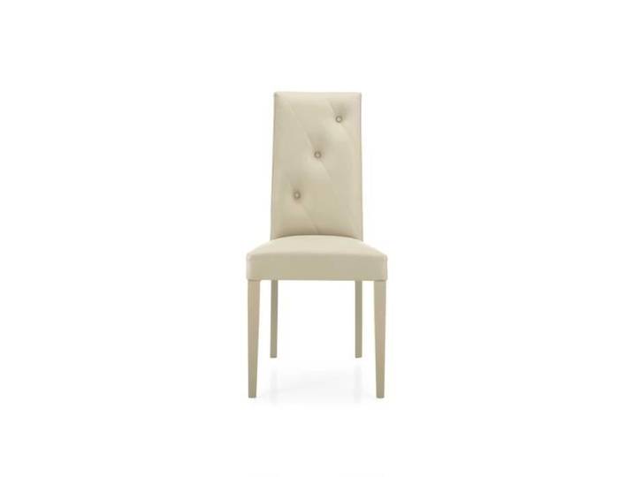 Ensemble de 2 chaises JENNY en simili cuir matelassé avec pieds en bois beige