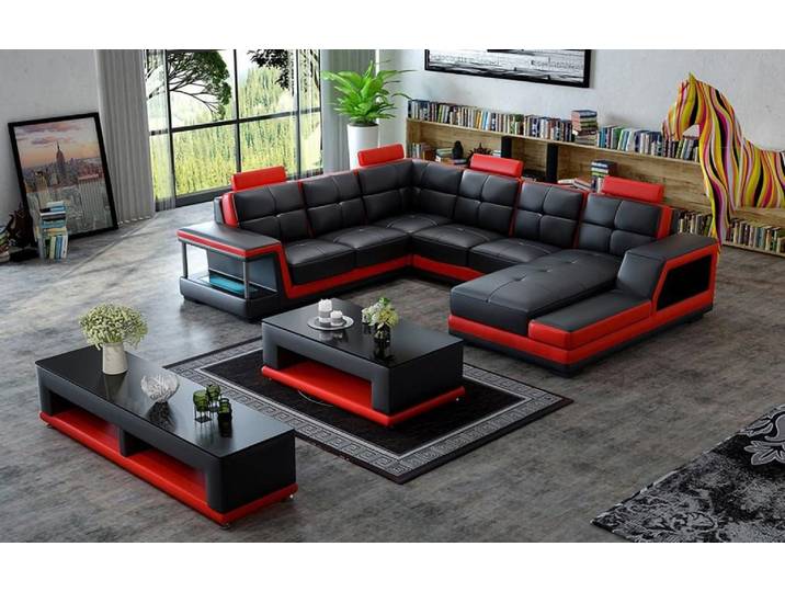Xlmoebel Ecksofa Design-Wohnlandschaft in U-Form mit Couchtisch und Sideboard, Design-Wohnlandschaft in U-Form mit Couchtisch und Sideboard, Hergestellt in Europa